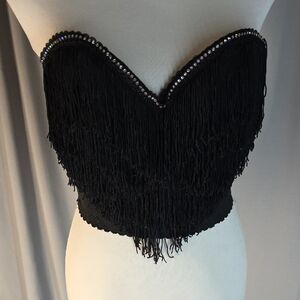Q-T Intimates Black Fringe Camisole